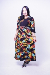 Baju Hamil Menyusui Gamis Muslim Batik Hitam   GMS 259  2  large